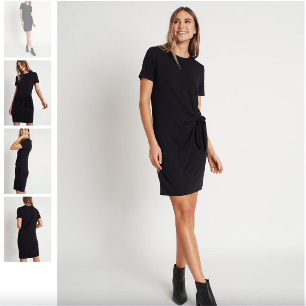 Kit and Ace Brushed tie dress navy XS